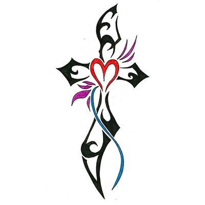 Religious cross tribal for men designs Fake Temporary Water Transfer Tattoo Stickers NO.10579